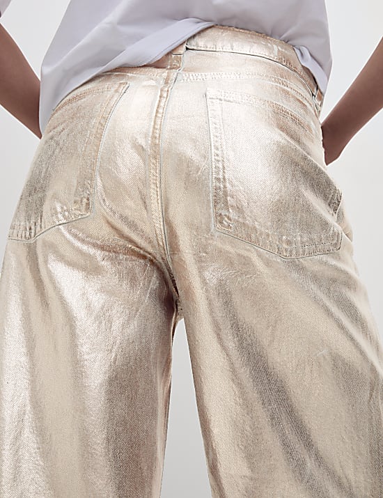 Metallic Wide Leg Jeans