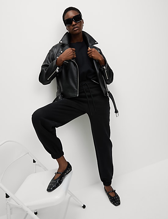 Cotton Rich Drawstring Cuffed Joggers