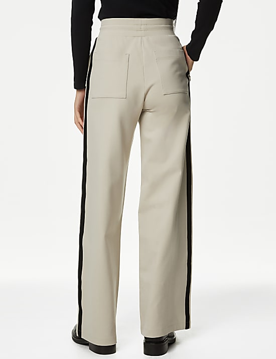 Jersey Side Stripe Wide Leg Trousers