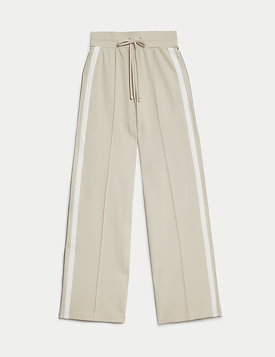 Jersey Side Stripe Wide Leg Trousers