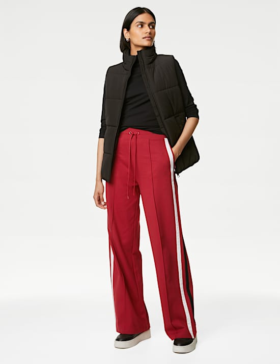 Jersey Side Stripe Wide Leg Trousers