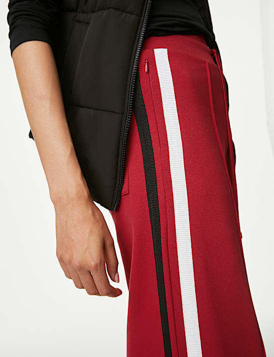 Jersey Side Stripe Wide Leg Trousers