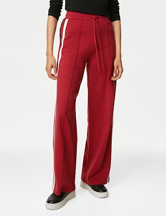 Jersey Side Stripe Wide Leg Trousers