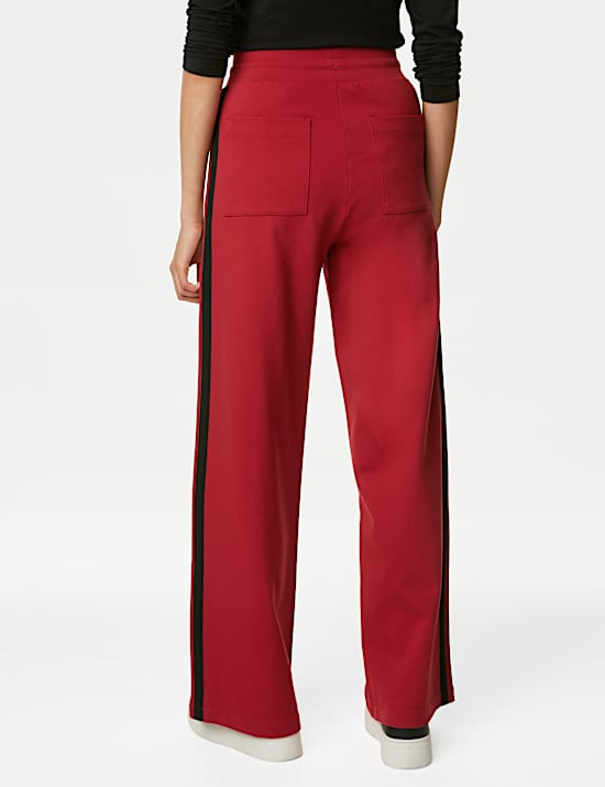 Jersey Side Stripe Wide Leg Trousers