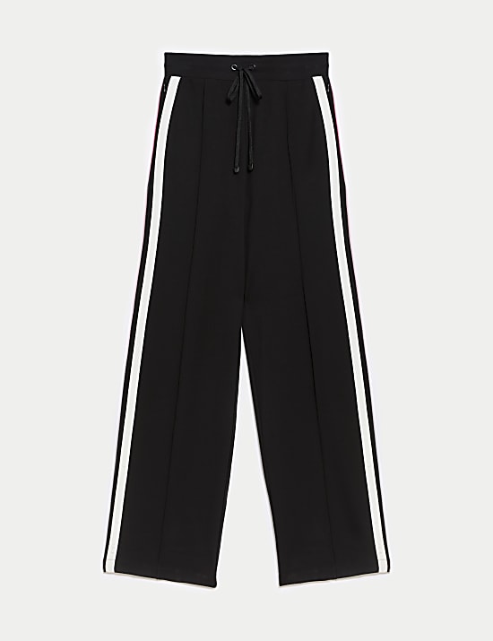 Jersey Side Stripe Wide Leg Trousers