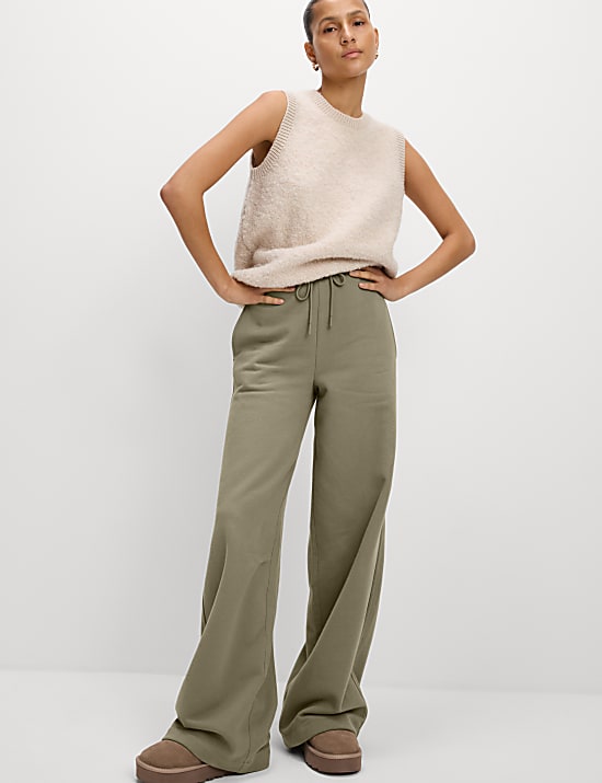 Cotton Rich Brushed Wide Leg Joggers