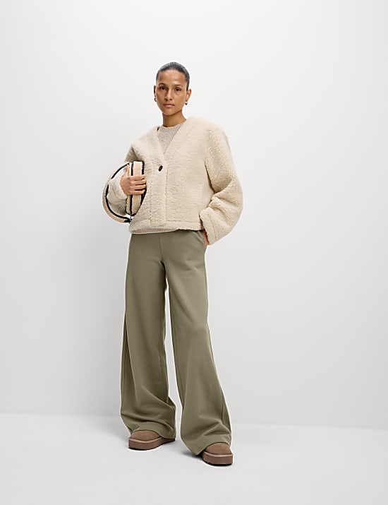 Cotton Rich Brushed Wide Leg Joggers