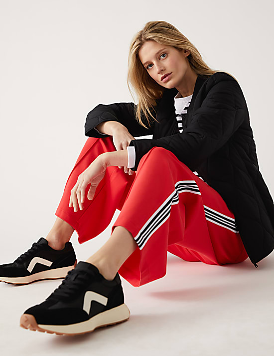 Jersey Side Stripe Wide Leg Trousers