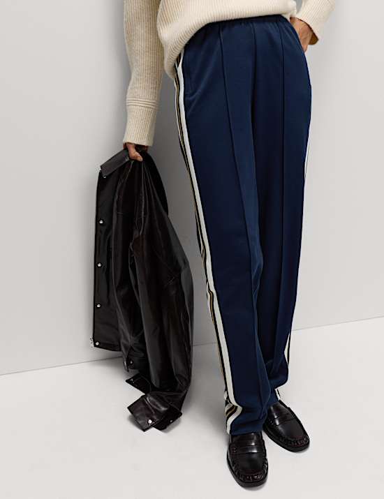 Pantalon de jogging style rétro en coton à rayure latérale