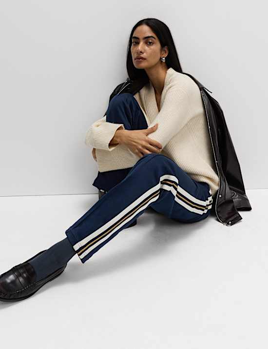 Cotton Rich Retro Side Stripe Joggers