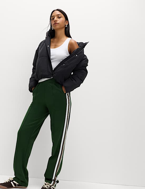 Pantalones deportivos estilo retro con rayas laterales en algodón