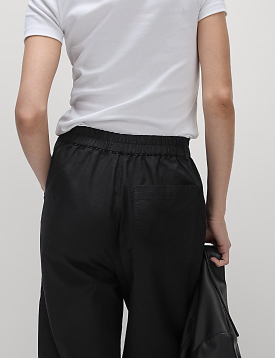 Pure Cotton Pull On Carrot Leg Trousers