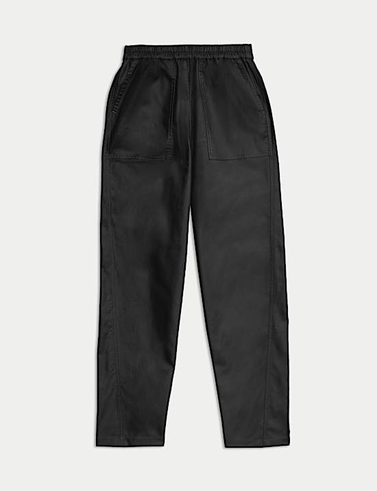 Pure Cotton Pull On Carrot Leg Trousers