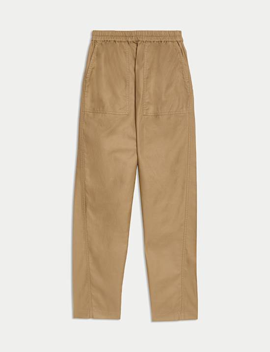 Pure Cotton Pull On Carrot Leg Trousers