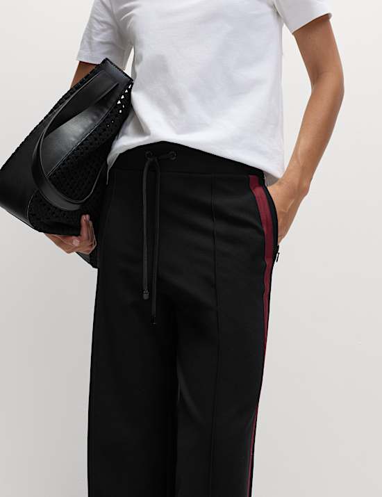 Jersey Side Stripe Wide Leg Trousers