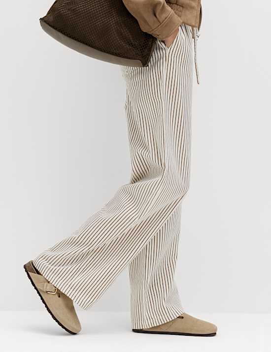 Hose aus Denim mit weitem Bein und Kordelzug