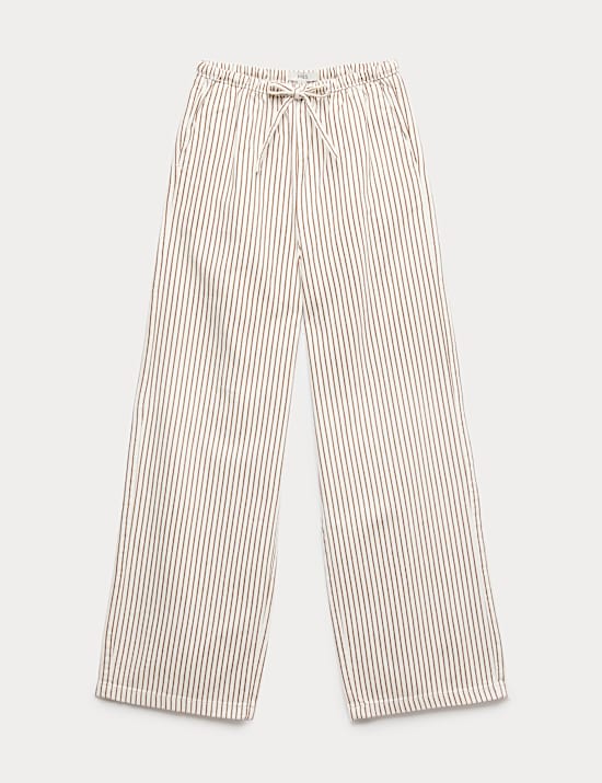 Hose aus Denim mit weitem Bein und Kordelzug