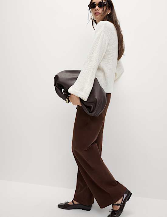 Denim Drawstring Wide-Leg Trousers