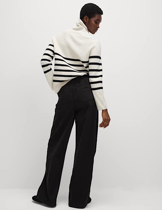 Denim Drawstring Wide-Leg Trousers