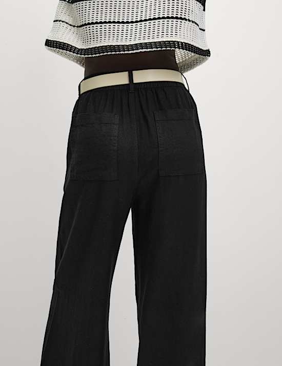 Linen Rich Wide Leg Trousers