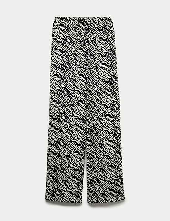 Pure Linen Drawstring Wide Leg Trousers