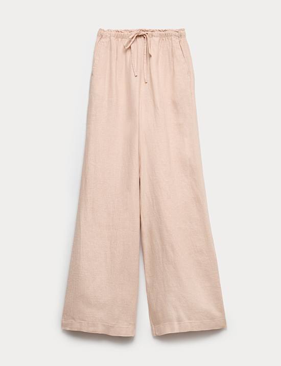 Pure Linen Palazzo Trousers