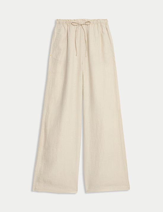 Pantalon palazzo jambe large 100 % lin