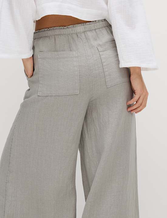 Pure Linen Palazzo Trousers