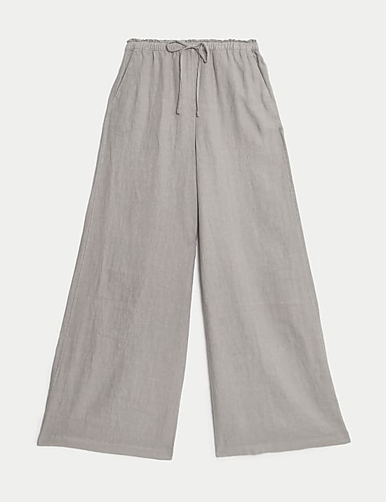 Pure Linen Palazzo Trousers