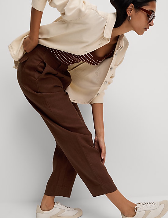 Pure Linen Tapered Trousers