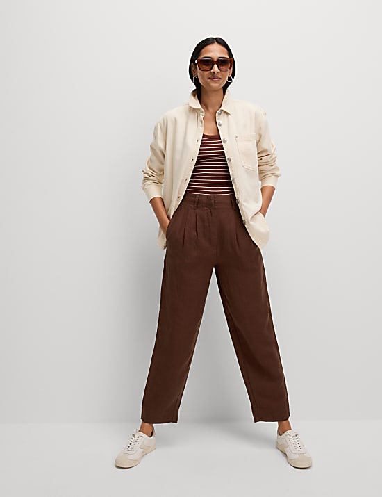 Pure Linen Tapered Trousers