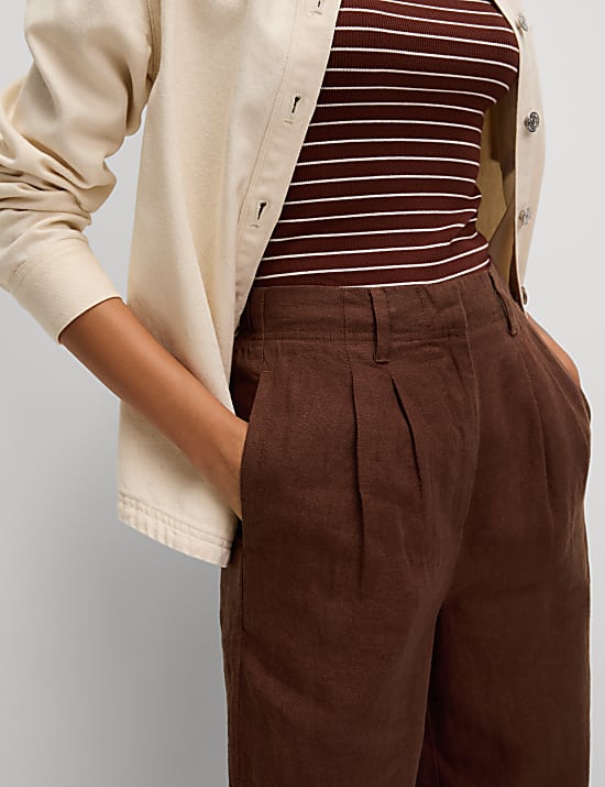 Pure Linen Tapered Trousers