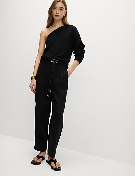 Pure Linen Tapered Trousers