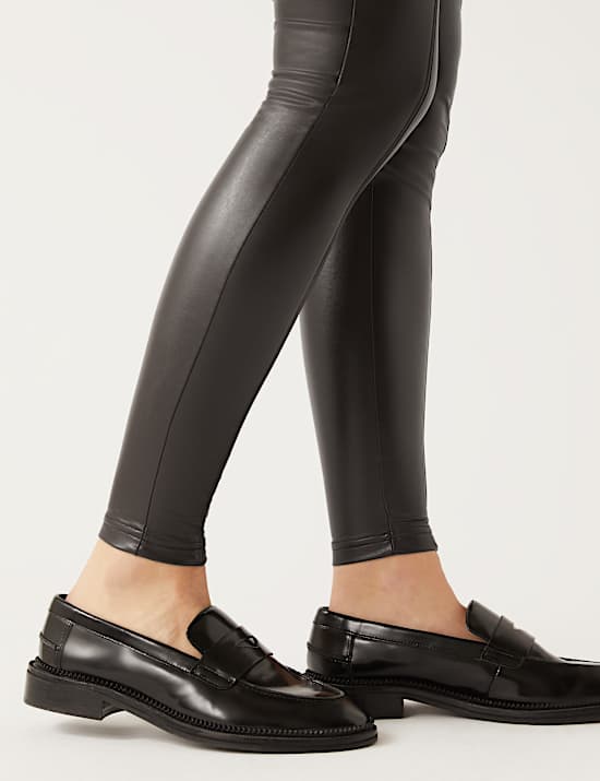 Leather Look High Waisted Leggings