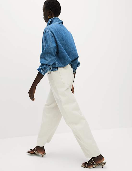 Elasticated Waist Barrel Leg Casual Trousers