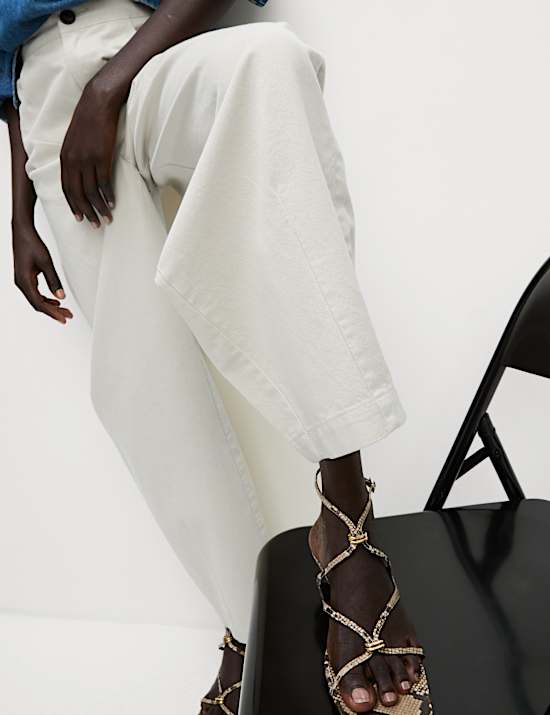 Elasticated Waist Barrel Leg Casual Trousers