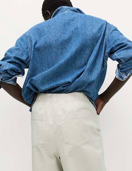 Elasticated Waist Barrel Leg Casual Trousers