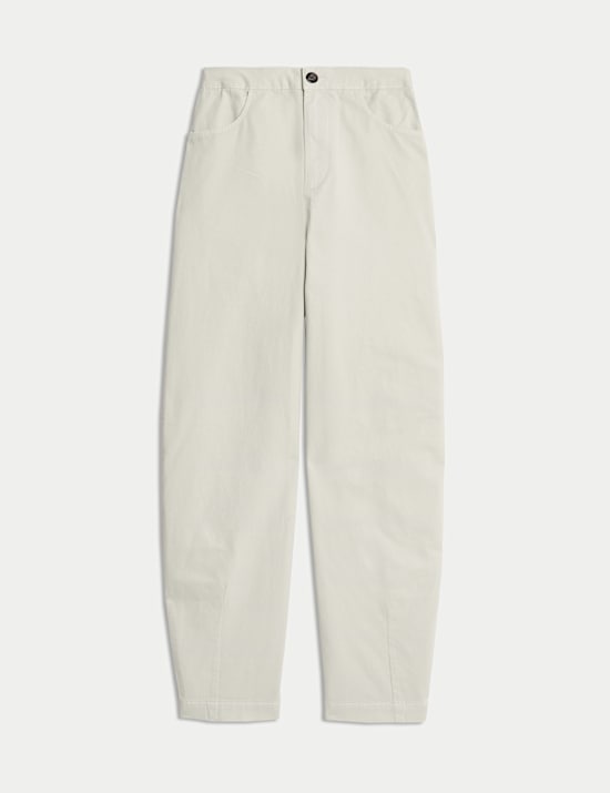 Elasticated Waist Barrel Leg Casual Trousers