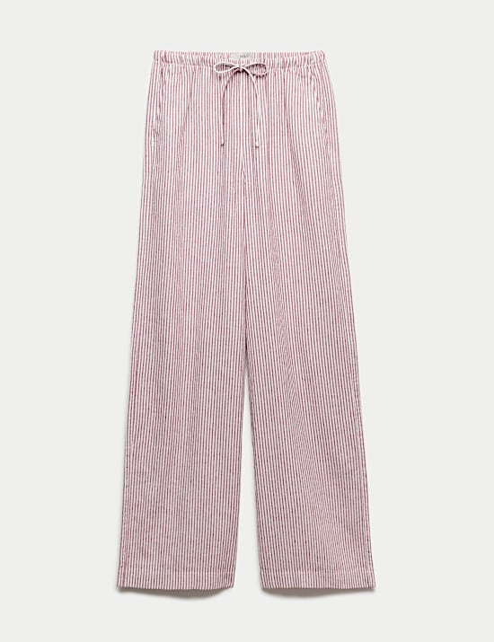 Linen Blend Wide Leg Trousers