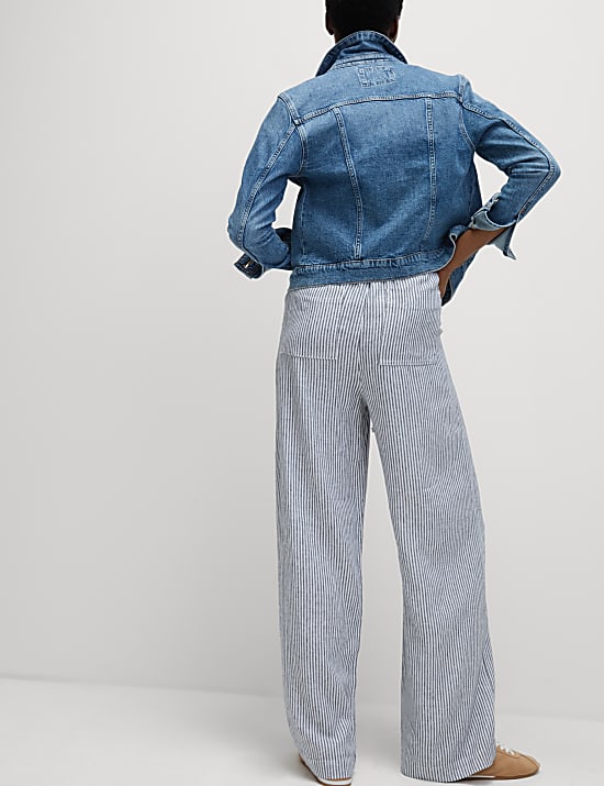 Linen Blend Wide Leg Trousers