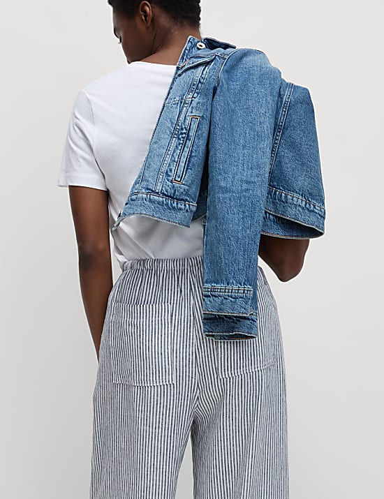 Linen Blend Wide Leg Trousers