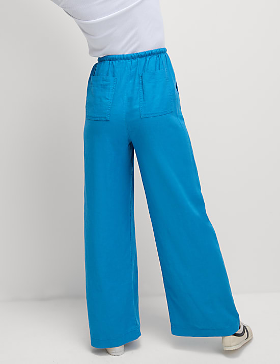 Linen Blend Wide Leg Trousers