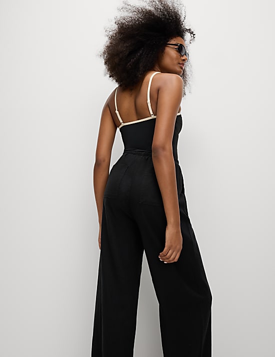 Pantalón de pata ancha con lino