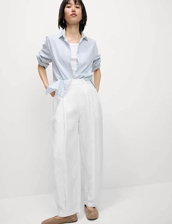 Pure Linen Carrot Leg Trousers