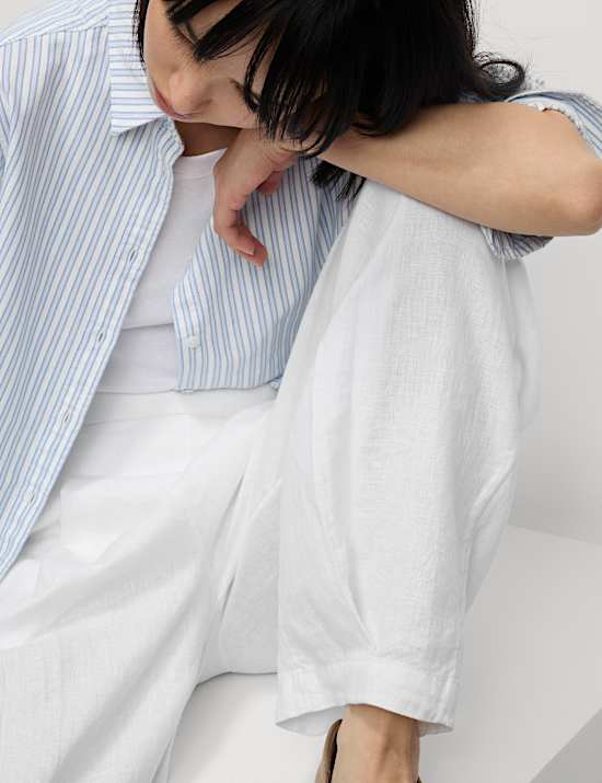 Pure Linen Carrot Leg Trousers