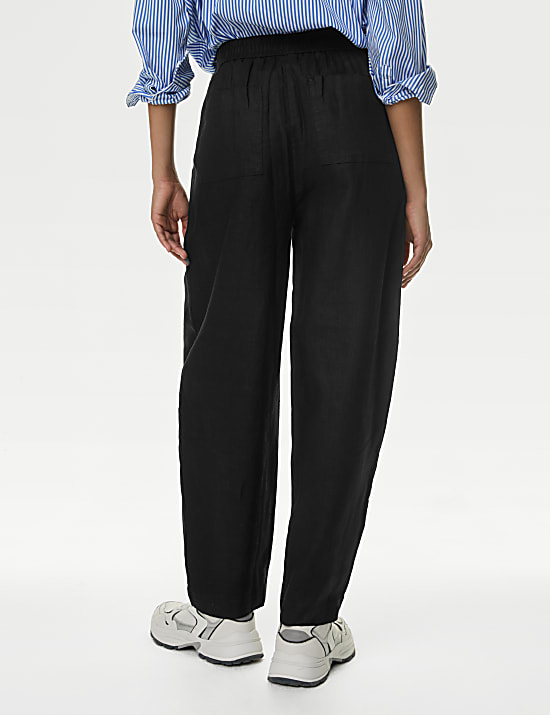 Pantalon pur lin coupe carotte