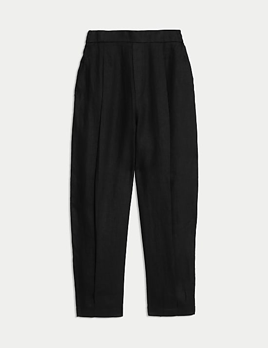 Pantalon pur lin coupe carotte