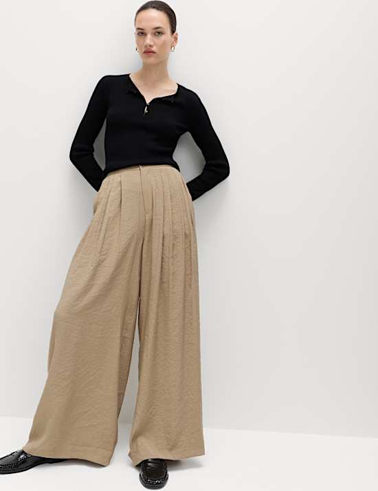 Pantalon palazzo sans pinces
