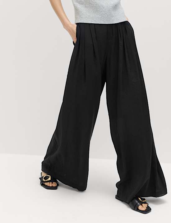 Pleat Front Palazzo Trousers