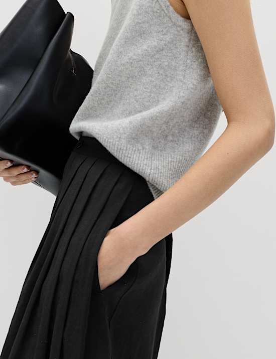 Pleat Front Palazzo Trousers